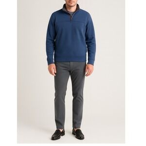 Orvis Men's 1/4 Zip Pullover Sweatshirt Blue Heather Long Sleeve Size Large